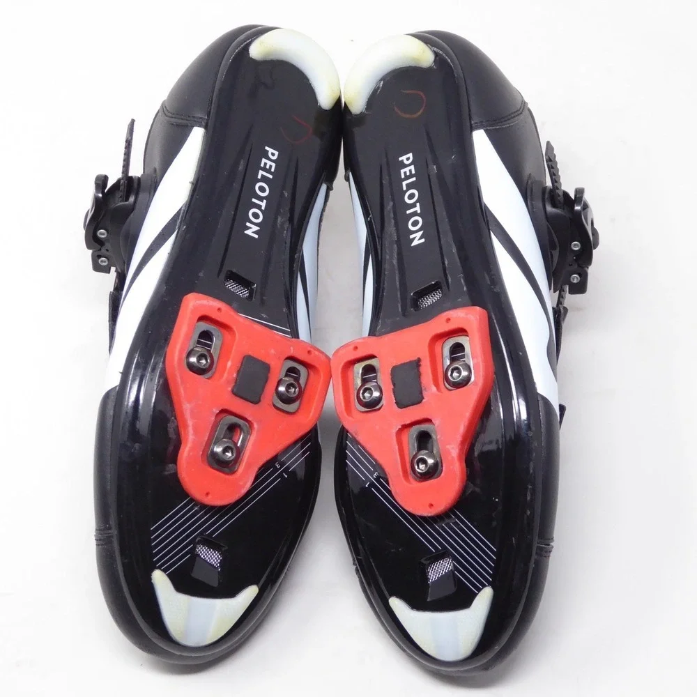 Peloton Women Cycling Shoes Black Red Hook and Loop Ratchet Strap Size 40 / 9